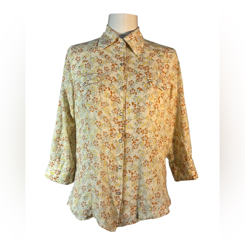 Anthropologie light weight Ditsy print western shirt